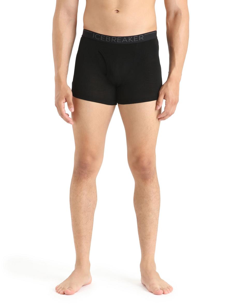 Icebreaker Merino 175 Everyday Thermal Boxers With Fly Férfi Fehérnemű Fekete | HU 1293VRWD